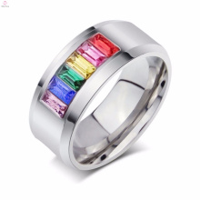 Bijoux en cristal coloré fierté gay mariage anneaux en acier inoxydable pour les femmes